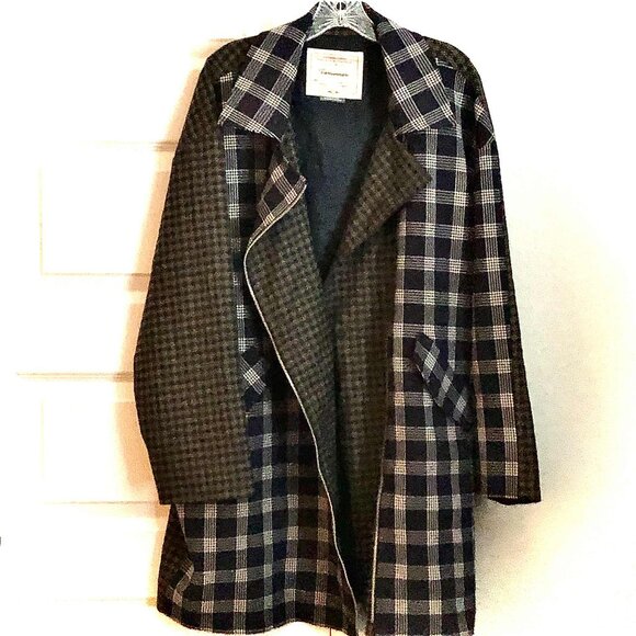 CARTONNIER by ANTHROPOLOGIE Double Play Oversize Blazer Coat Plaid Houndstooth L - Picture 4 of 8